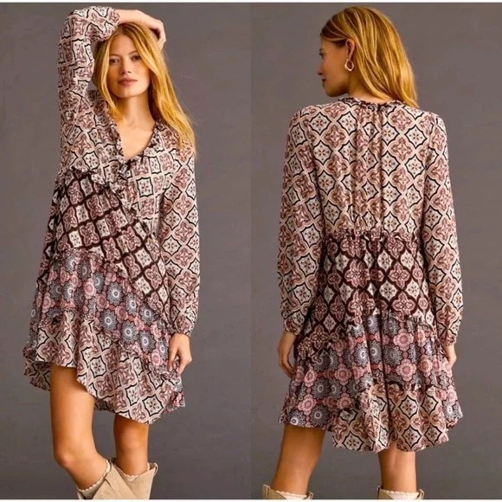 Anthropologie Dress Small Womens Bohemian Rodeo Long Sleeve Mini size medium